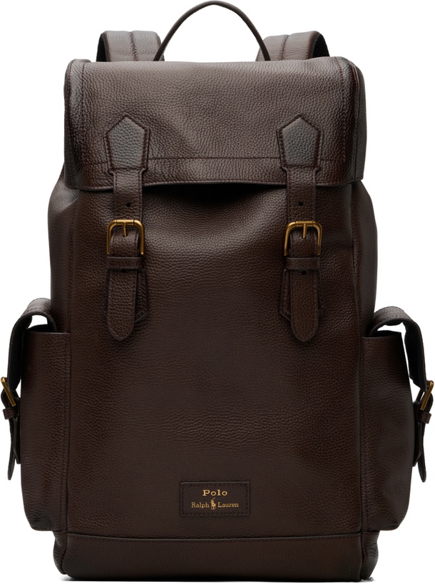 Photo: Polo Ralph Lauren Brown Pebbled Leather Backpack