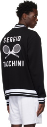 Sergio Tacchini Black Retro Tennis Bomber Jacket