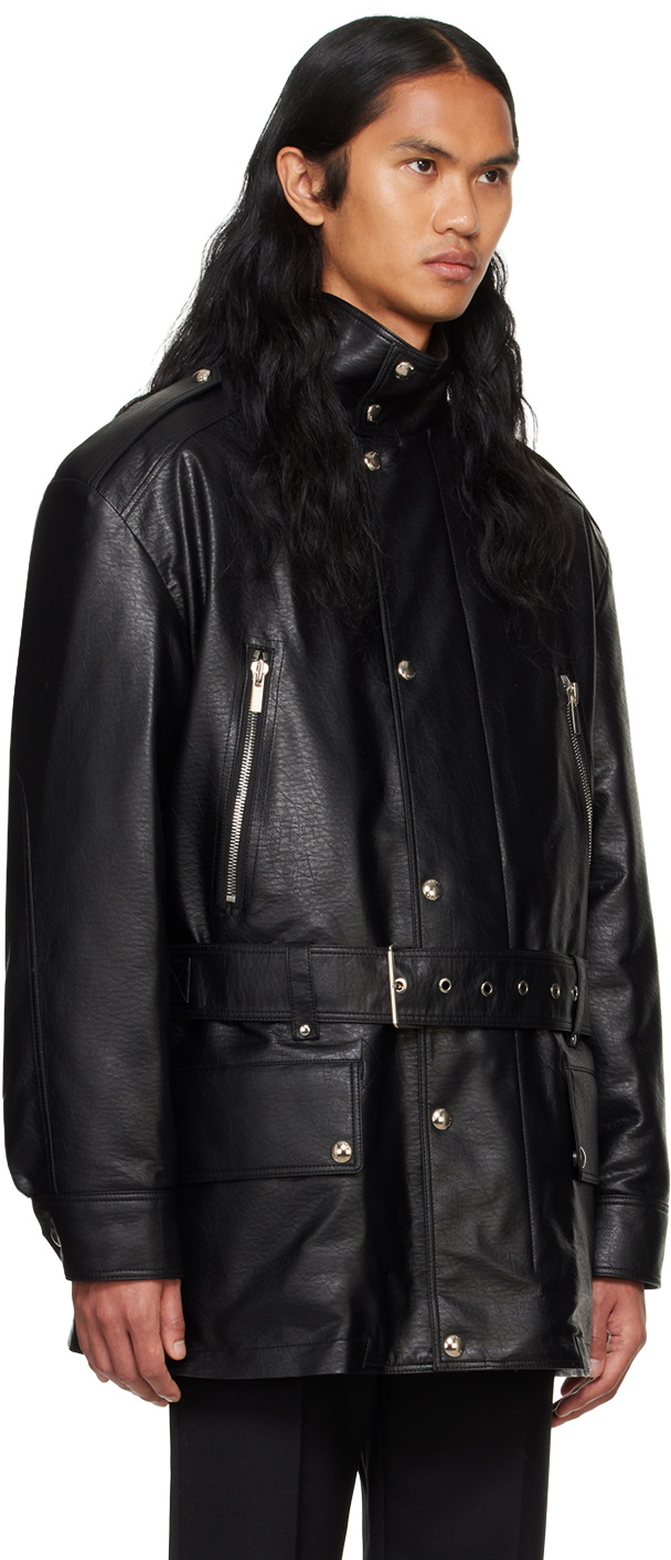 System Black Safari Faux-Leather Jacket