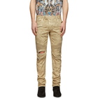 Balmain Beige Ripped Military Biker Jeans