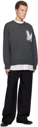 MM6 Maison Margiela Gray Two-In-One Varsity Knit Sweater