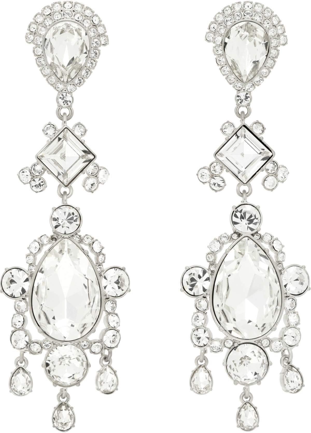 BALMAIN Brass & Crystal Pendant Earrings