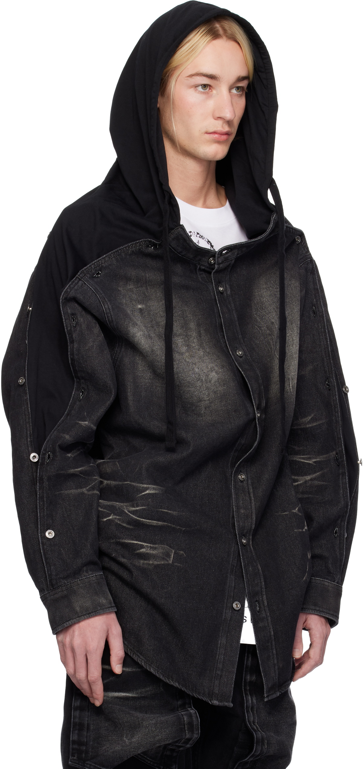 Y/Project Black Insert Hood Denim Shirt