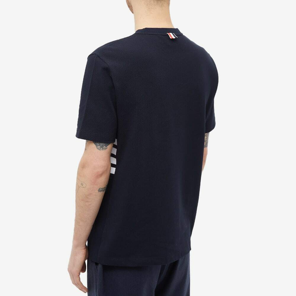 Thom Browne Men's Side Four Bar Pique T-Shirt in Navy Thom Browne