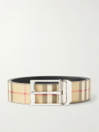 Burberry - 3.5cm Reversible Checked Coated-Leather Belt - Neutrals