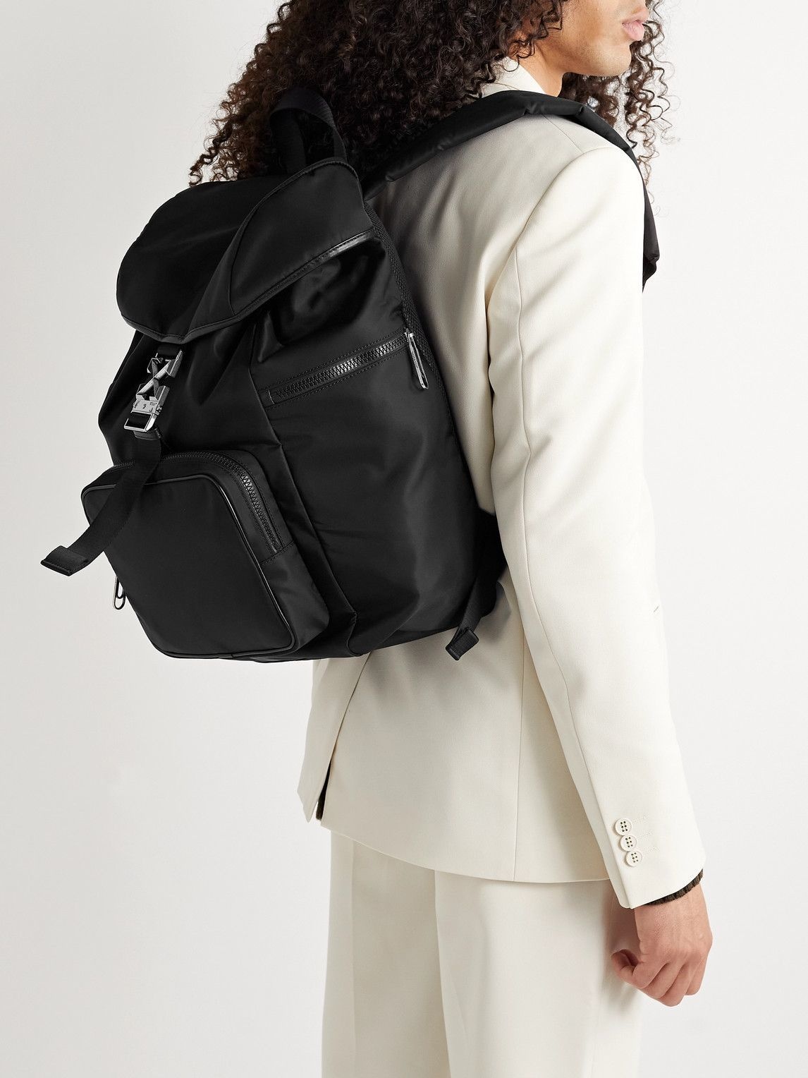 Off-White - Arrow Leather-Trimmed Nylon Messenger Bag Off-White