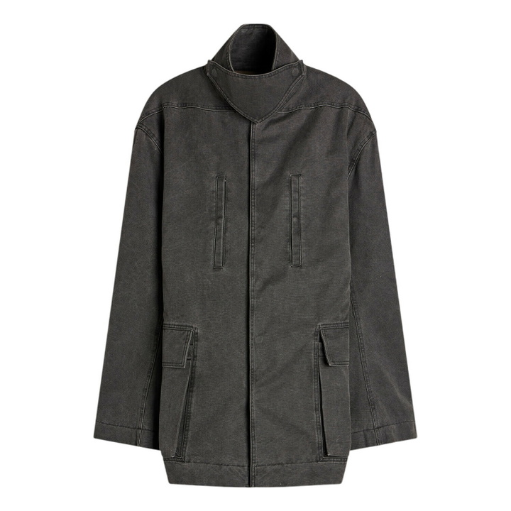 Photo: Rick Owens Men's Collared Canvas Mac in Gravel