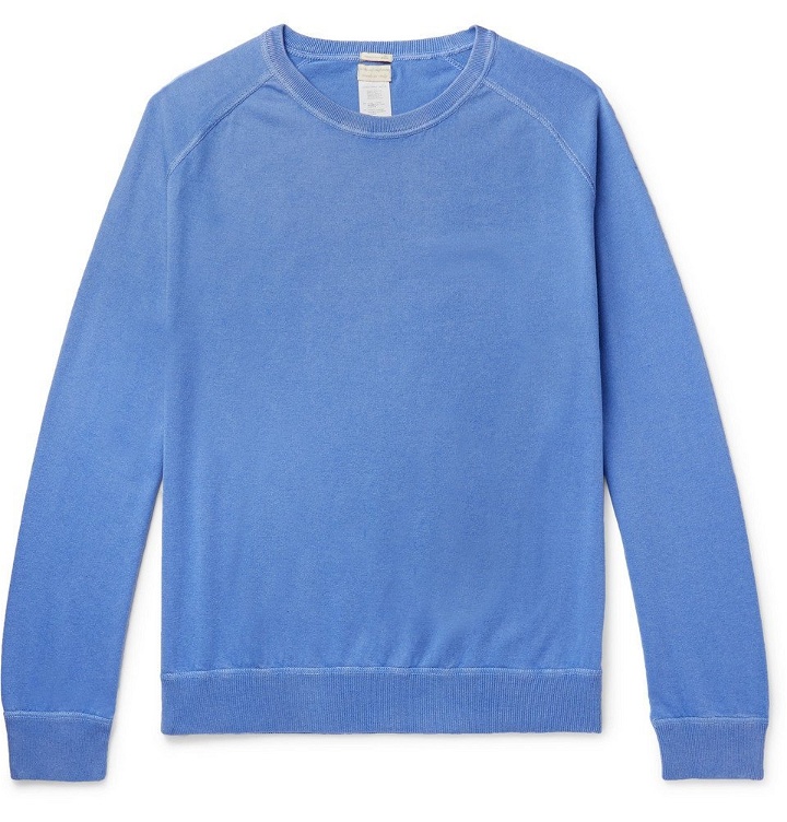 Photo: Massimo Alba - Garment-Dyed Cotton and Cashmere-Blend Sweater - Blue
