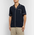 Frescobol Carioca - Camp-Collar Piped Jersey Shirt - Blue