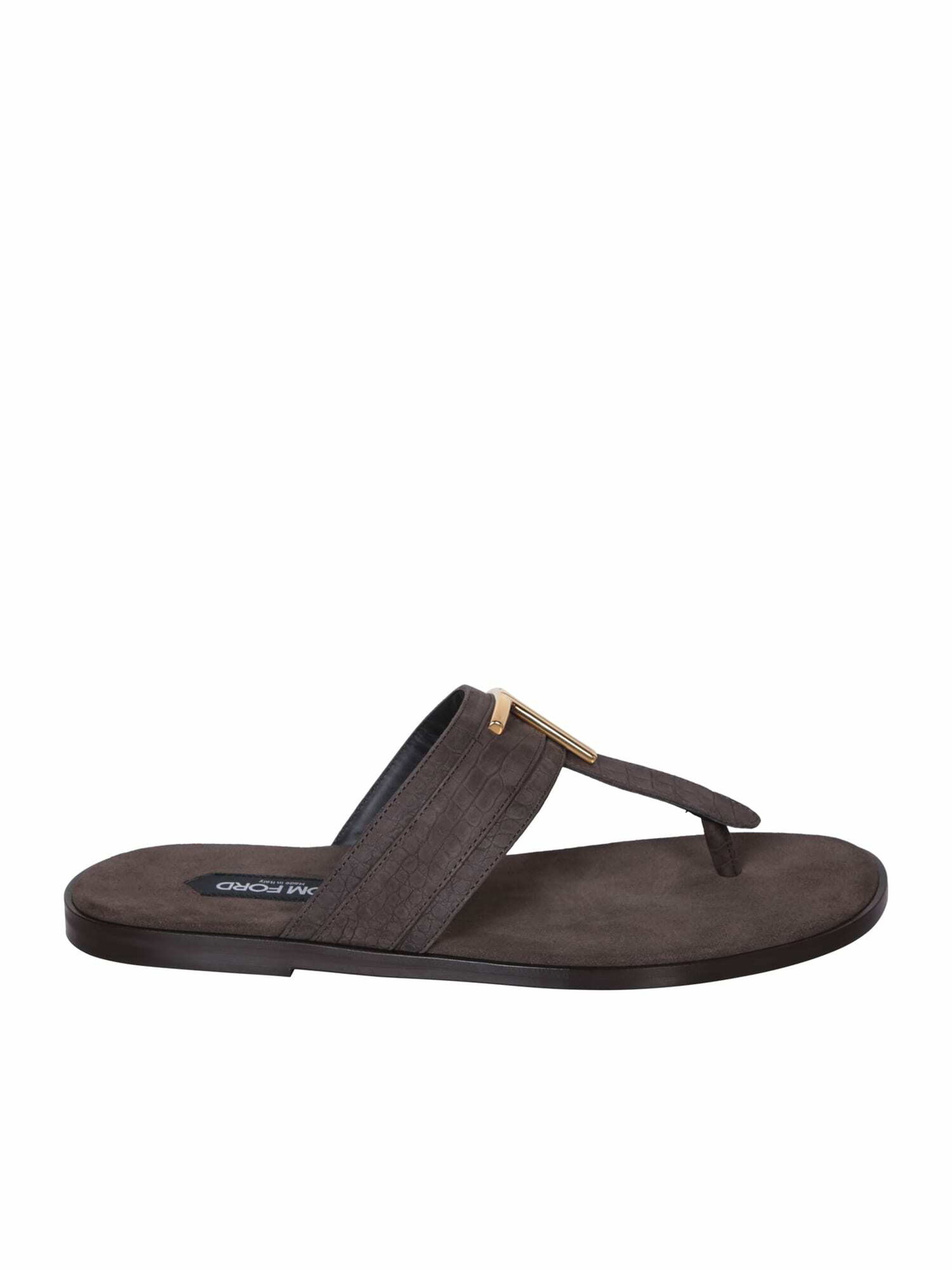 サンダル TOM FORD Leather sandals with perforated logo detail Tom Ford Leather Sandals With Perforated Logo Detail TOM FORD