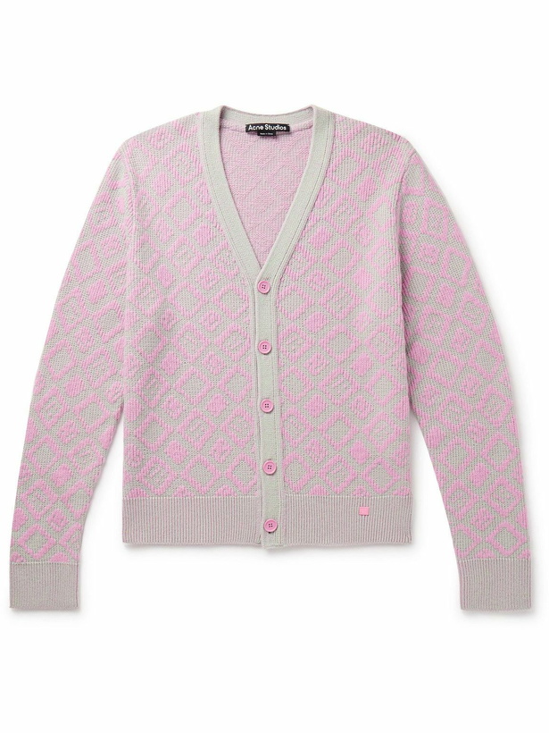 Photo: Acne Studios - Kerid Jacquard-Knit Wool and Cotton-Blend Cardigan - Pink