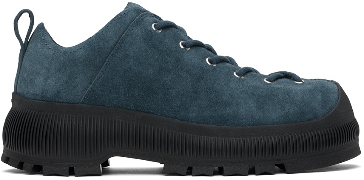 Photo: Jil Sander Blue Thick Suede Reverse Sneakers