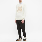 Maison Kitsuné Men's Fox Head Crew Knit in Ecru