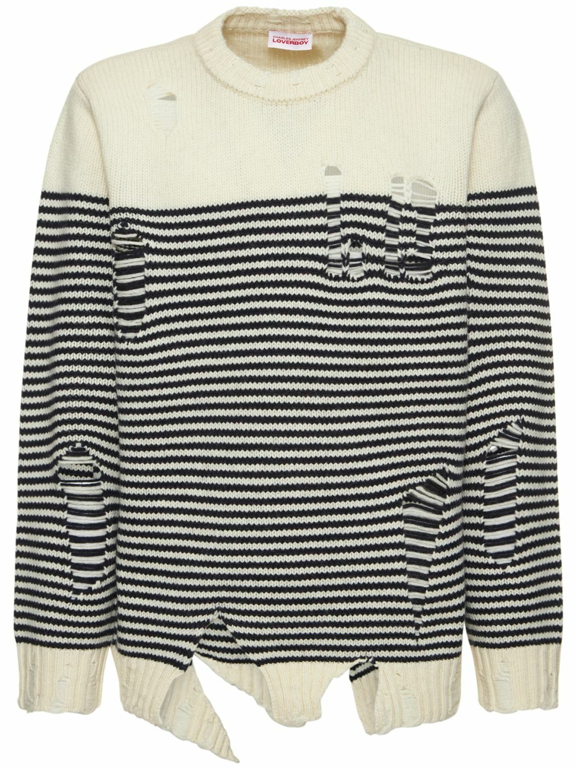 Photo: CHARLES JEFFREY LOVERBOY - Distressed Wool & Recycled Poly Sweater