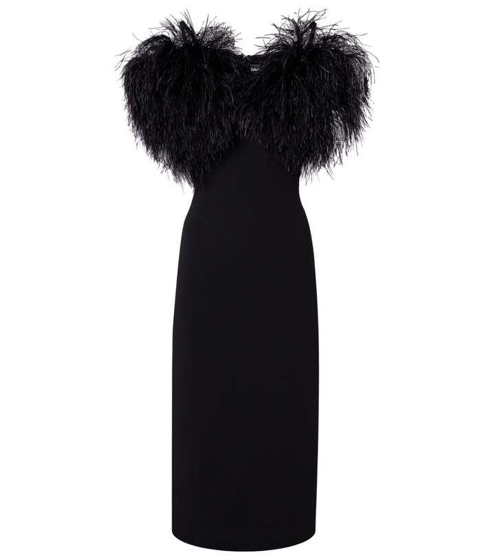 Photo: David Koma Feather-trimmed cocktail dress
