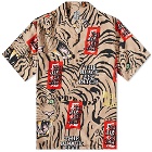 Wacko Maria x BlackEyePatch Short Sleeve Hawaiian Shirt in Beige
