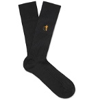 London Sock Co. - The Simply Sartorial 15-Pack Ribbed Stretch Cotton-Blend Socks - Black