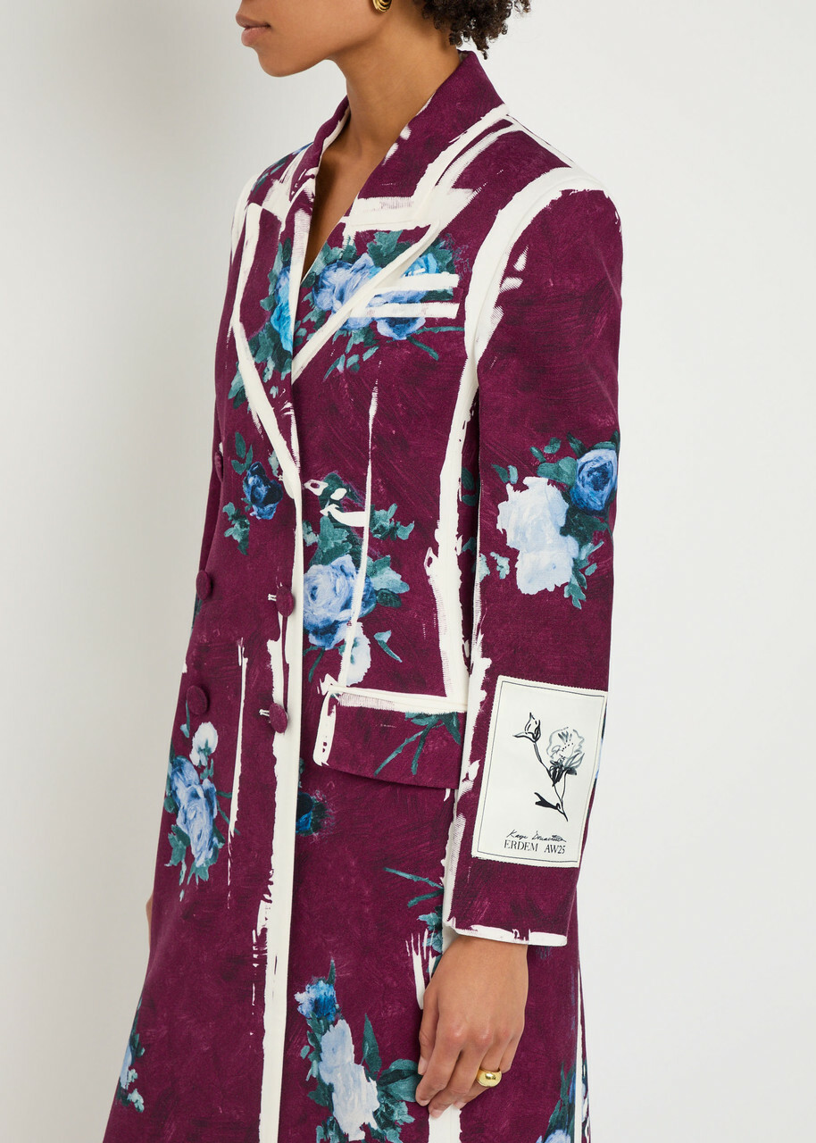 Erdem Floral-print Woven Coat Red