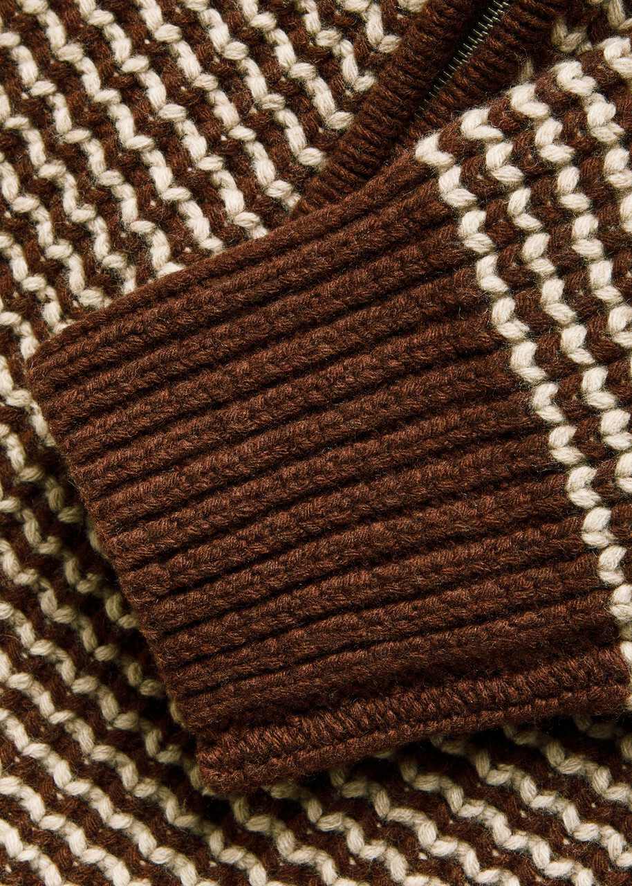 Studio Nicholson Bristol Striped Half-zip Wool Jumper Brown