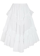 Chloe Ruffled Cotton Midi Skirt White