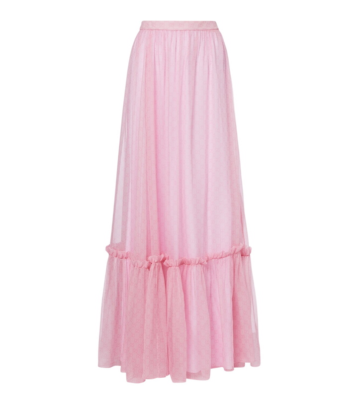 Photo: Gucci GG printed silk chiffon maxi skirt