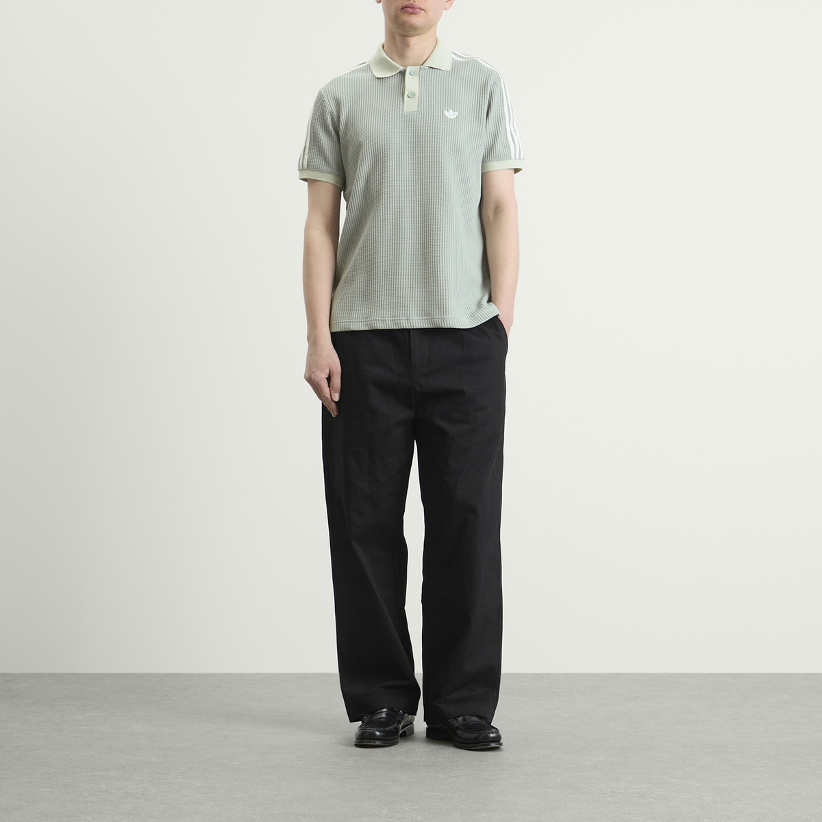 Adidas Men's Waffle Knit Polo in Wonder Sage