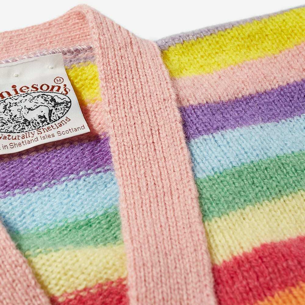 Jamieson's of Shetland Men's Stripe V-Neck Cardigan in Pastel Multi