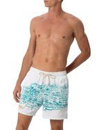 MC2 Saint Barth Man Mid-length Gustavia Swim-shorts With Cannes Placed Print