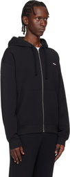 Hugo Black Relaxed-Fit Logo Detail Hoodie