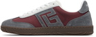 BALMAIN Gray & Burgundy 'Balmain Swan' Sneakers