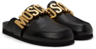 Moschino Black Lettering Logo Slip-On Loafers
