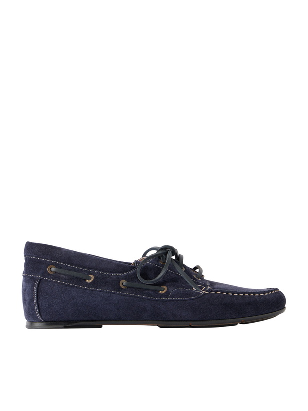 Photo: Manolo Blahnik - Marino Suede Boat Shoes - Blue