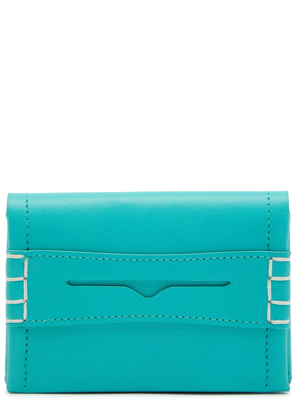 Photo: JW Anderson Loafer Leather Card Holder - Turquoise - One Size