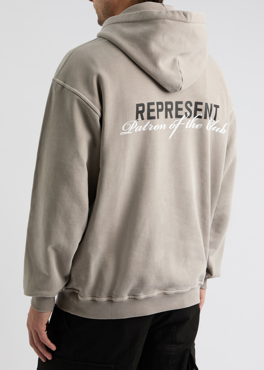 Represent Patron Of The Club Hooded Cotton Sweatshirt Grey Represent