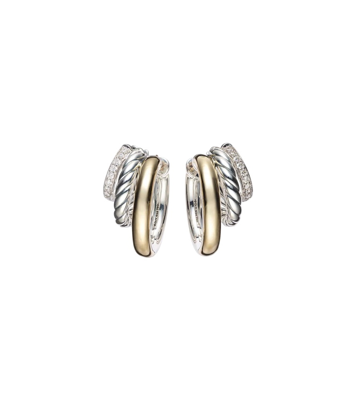 Photo: David Yurman DY Mercer® 18kt gold and sterling silver hoop earrings with diamonds