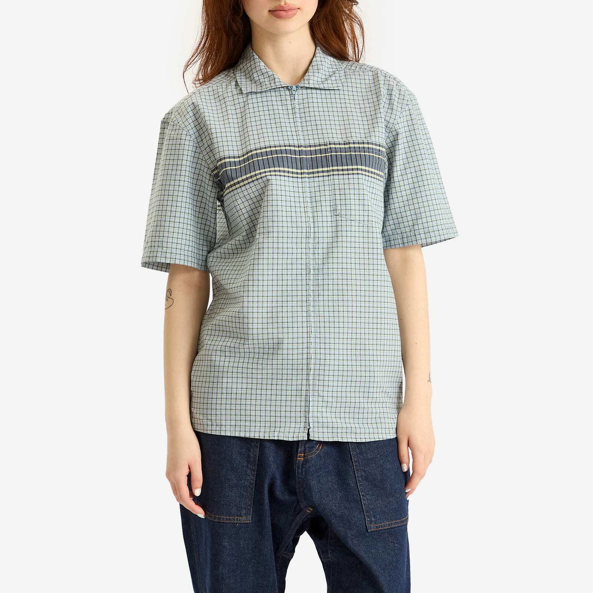 Gramicci Women's Zip Up Wave Shirt in Pacific Plaid