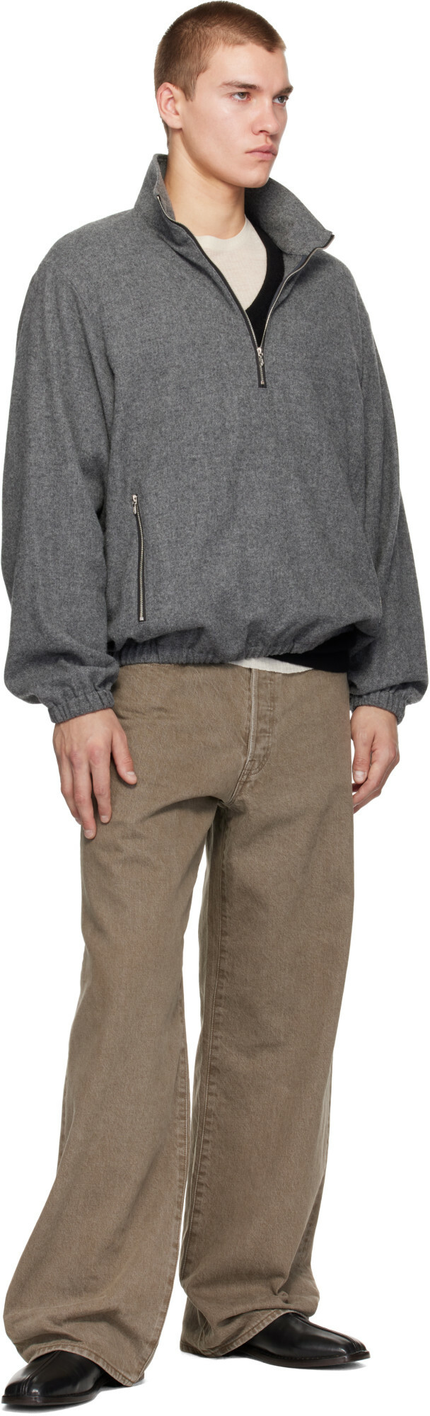 ssstein Gray Fleece Pullover Sweater