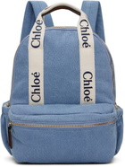 Chloé Kids Blue Printed Denim Backpack