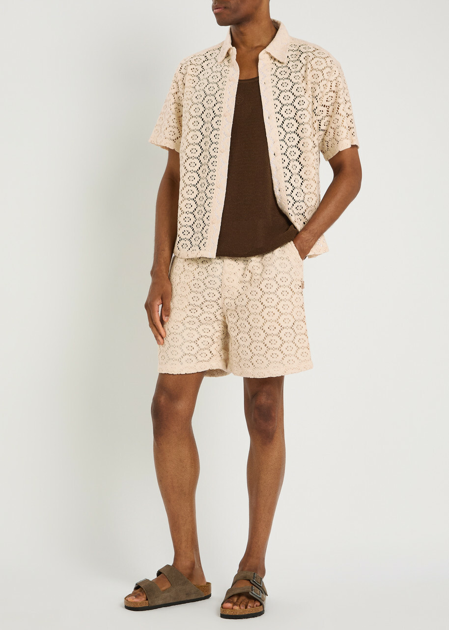 Honor The Gift Pointelle Cotton-blend Crochet Shorts Off White