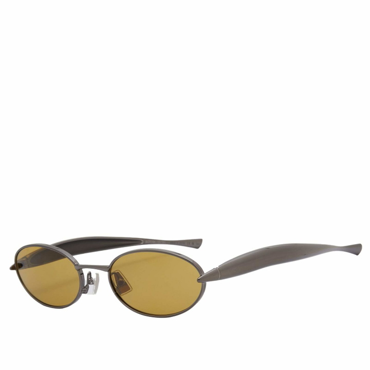 Photo: Bottega Veneta Eyewear Bottega Veneta Sardine Sunglasses in Ruthenium/Yellow 