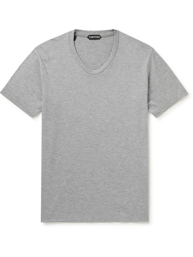 Photo: TOM FORD - Silk and Cotton-Blend Jersey T-Shirt - Gray