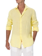 MC2 Saint Barth Man Pale Yellow Linen Shirt Pamplona