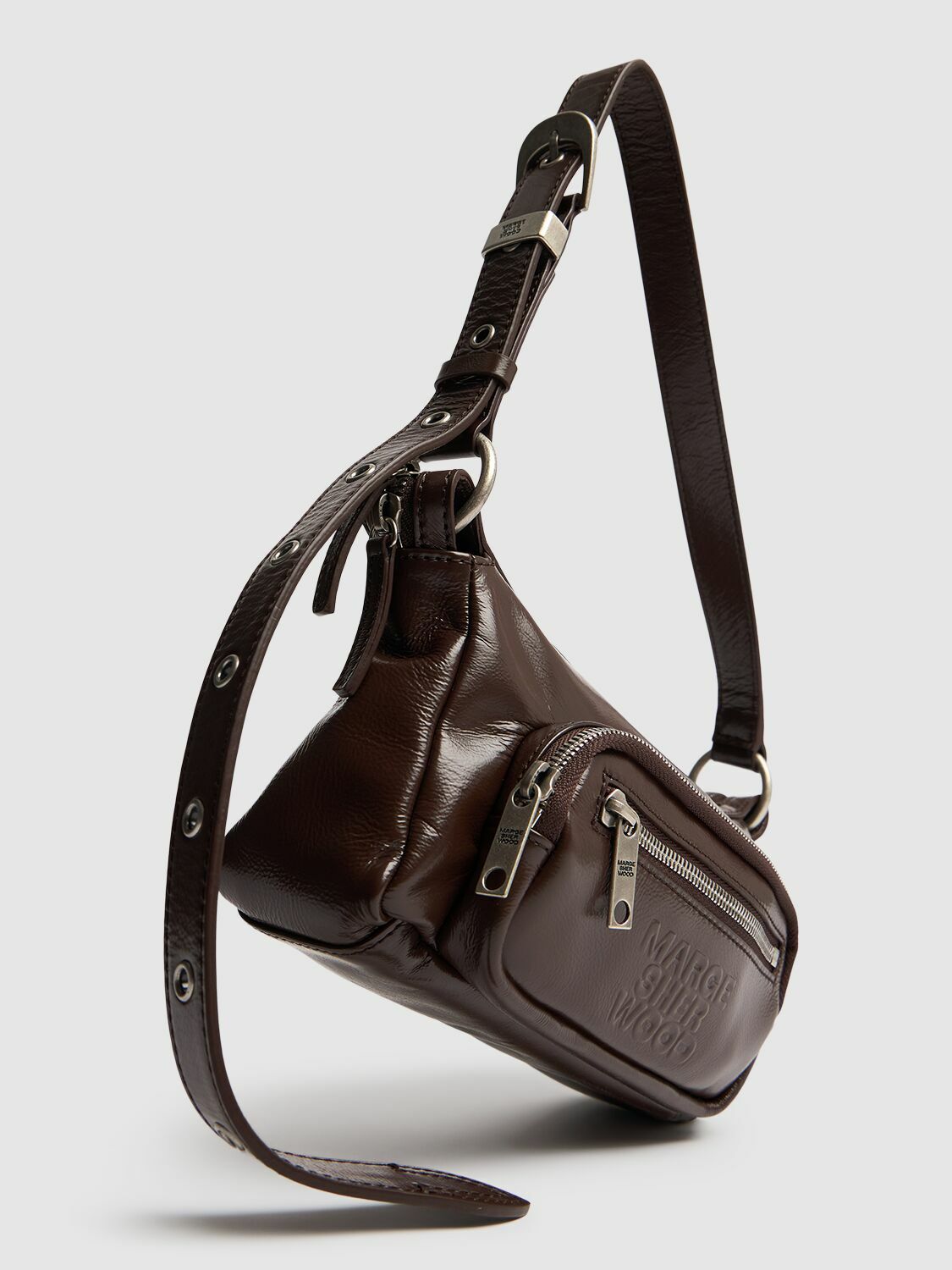 MARGE SHERWOOD Mini Outpocket Glossy Leather Hobo Bag