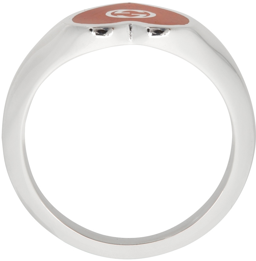 Red G Rings Gucci Silver & Red Heart Interlocking G Ring Gucci