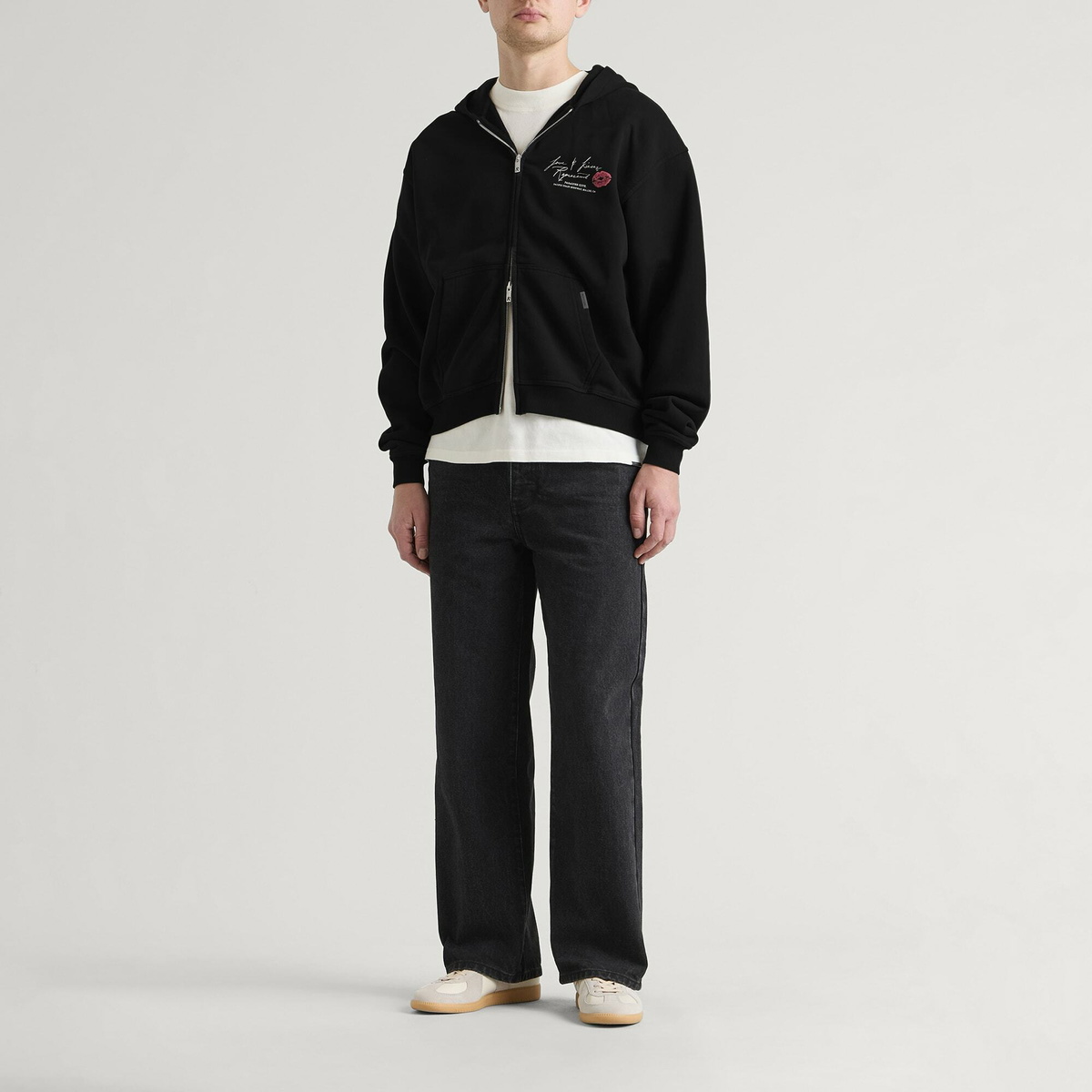 Represent Men's Love And Kisses Zip Through Hoodie in Jet Black