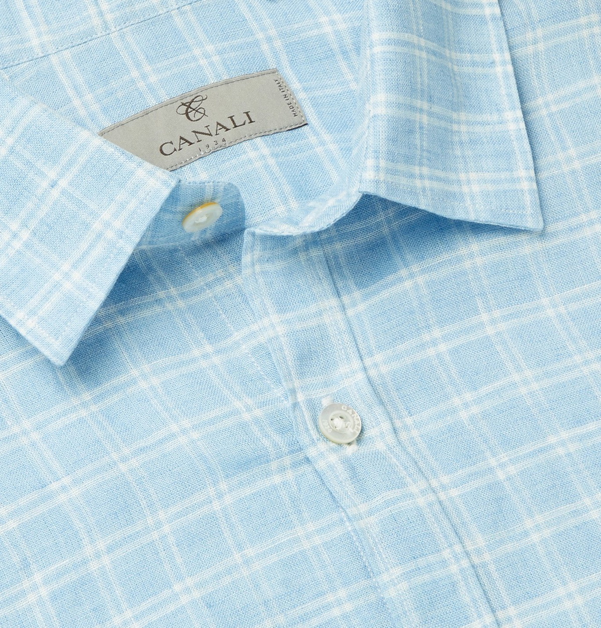 Canali - Checked Linen Shirt - Blue Canali
