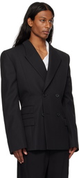 LGN Louis Gabriel Nouchi Black 4-Button Double-Breasted Blazer