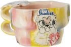 Handle With Care by Christian Moses Yellow & Pink Big Dog Patchwork Mug