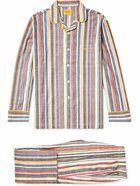 Original Madras - Piped Striped Cotton-Madras Pyjama Set - Neutrals