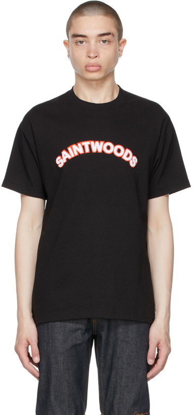 Photo: Saintwoods Black Chenille Logo T-Shirt